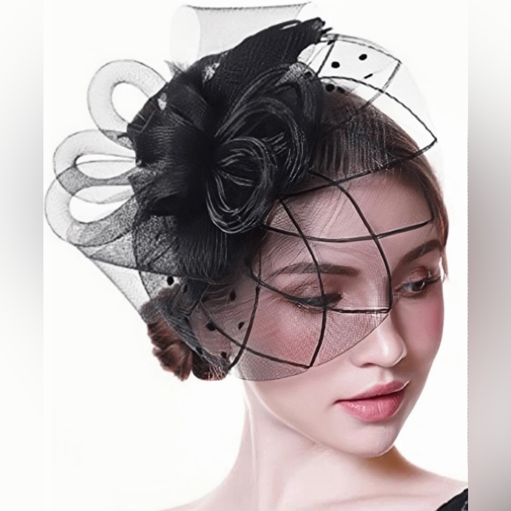 Nib bag - mesh hair clip black for wedding or costume